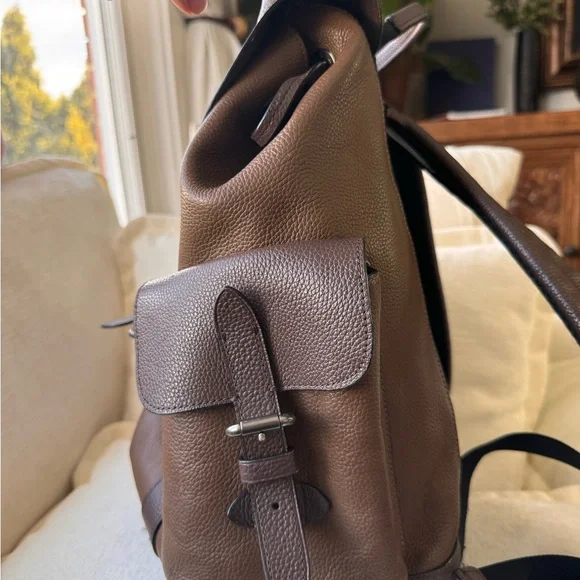 Coach Dark Brown Leather Men's Backpack - Picture 6 of 6